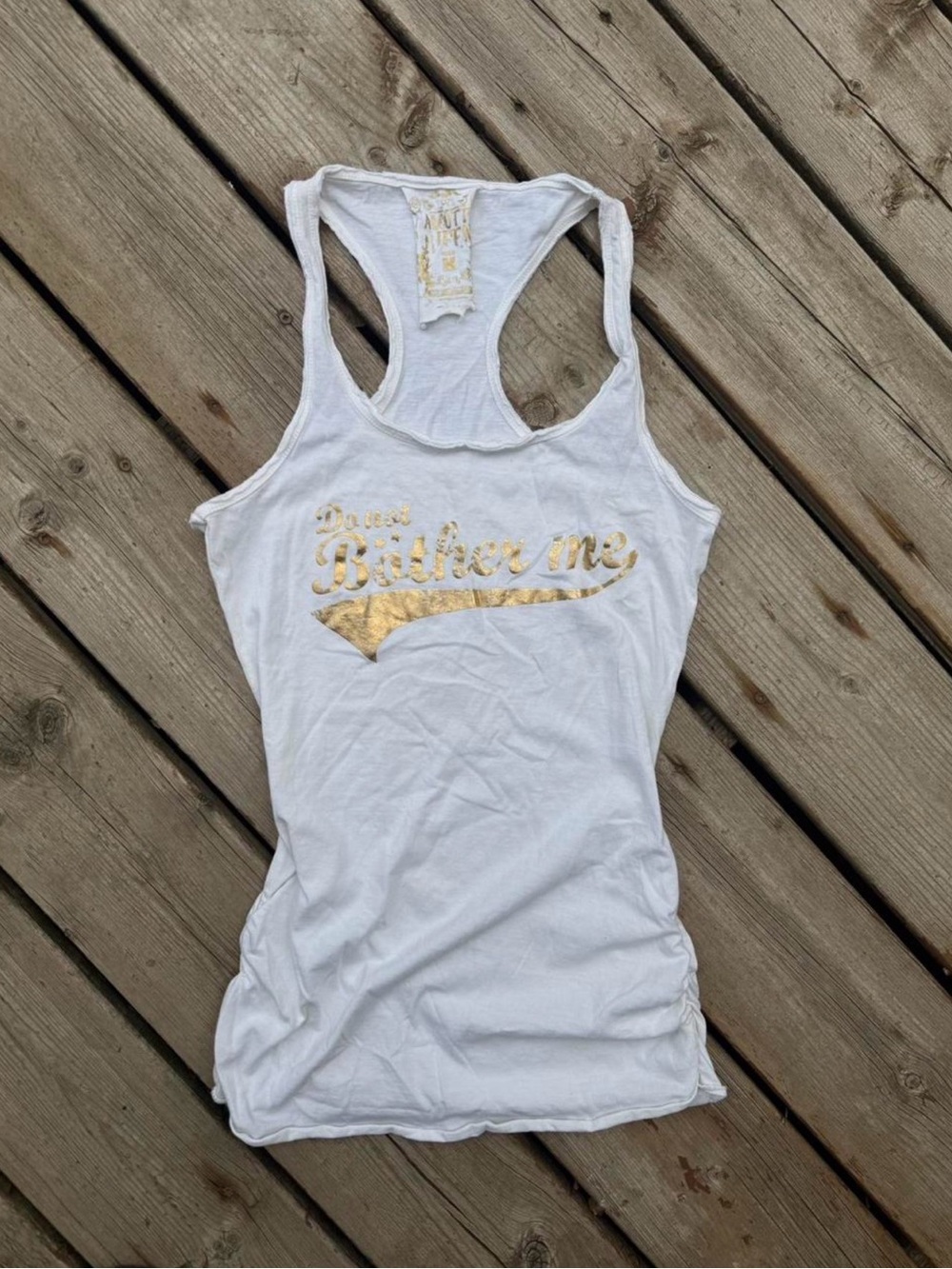 Alcott Y2K White and gold "Do Not Bother Me" tank top